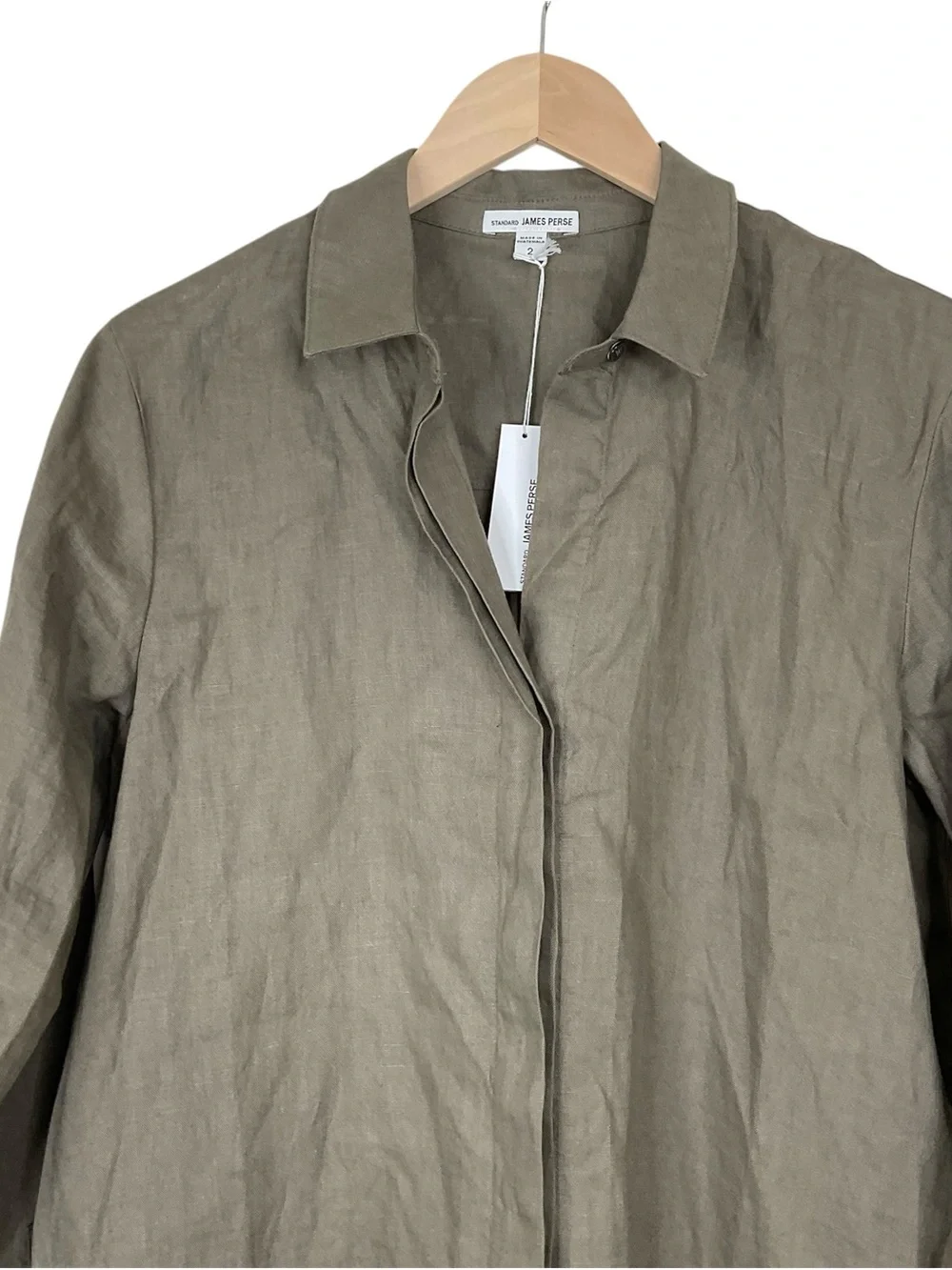Standard James Perse Linen Button Front Dress Long Sleeve Size 2 (Medium)